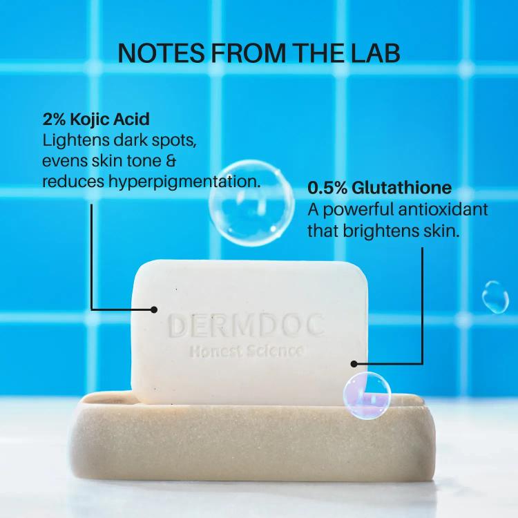 DERMDOC 2% Kojic Acid and 0.5% Glutathione Cleansing Bar, 75gm