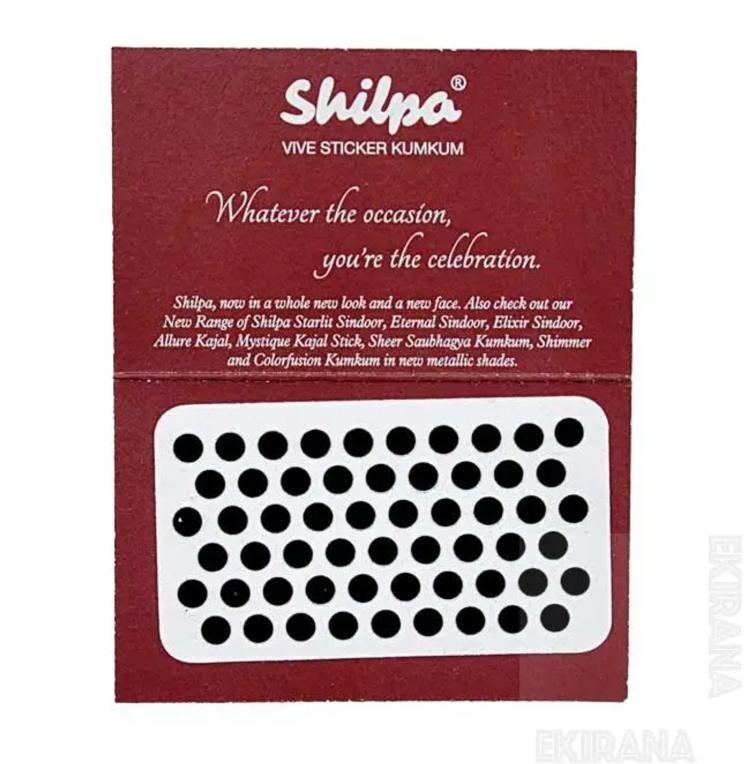Shilpa Vive Sticker Kumkum- Round Bindi Stickers, Black No Glamzy